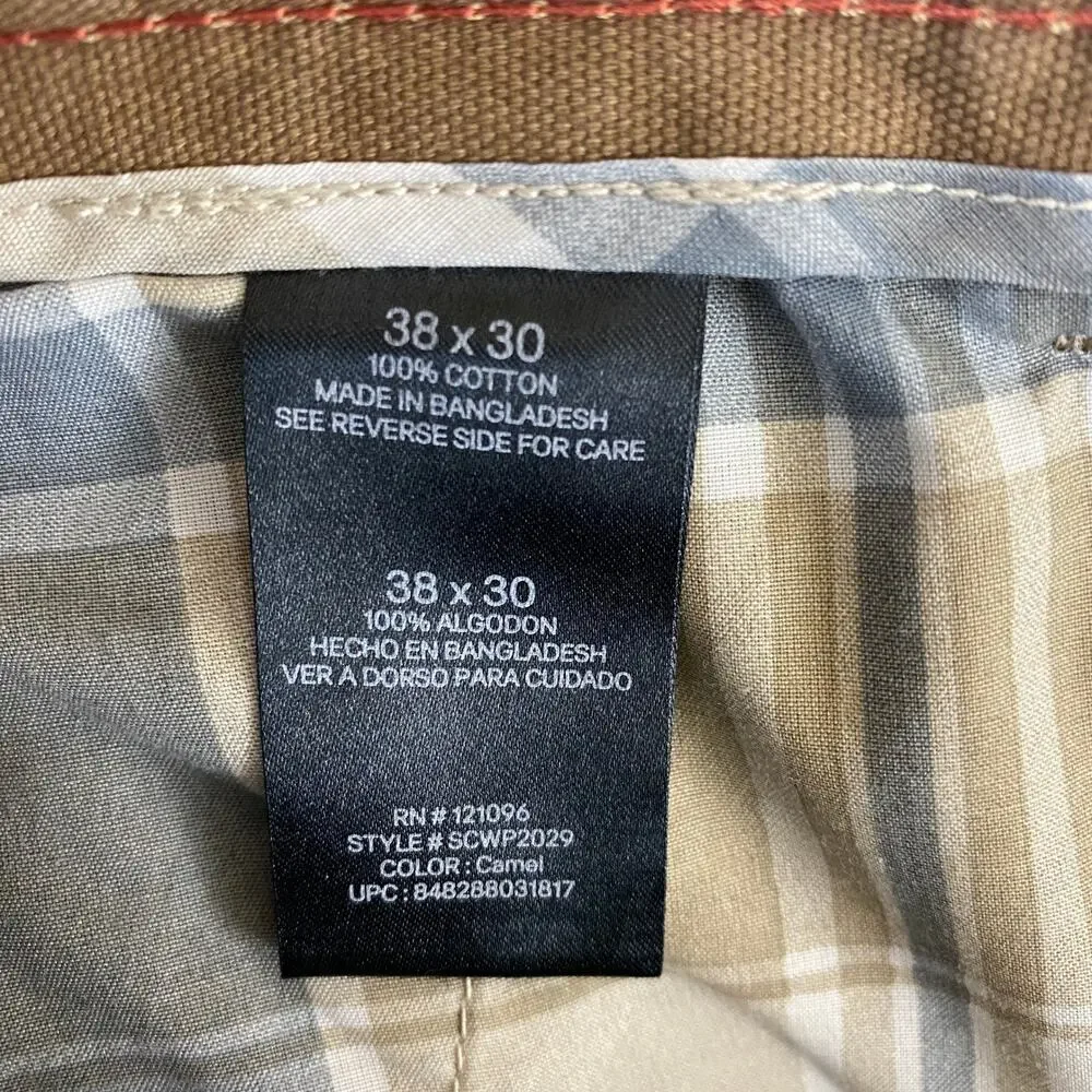 Weatherproof Mens Utility Chino The Utility Chino Pants 38x30 Camel Belted NWT - Picture 7 of 9